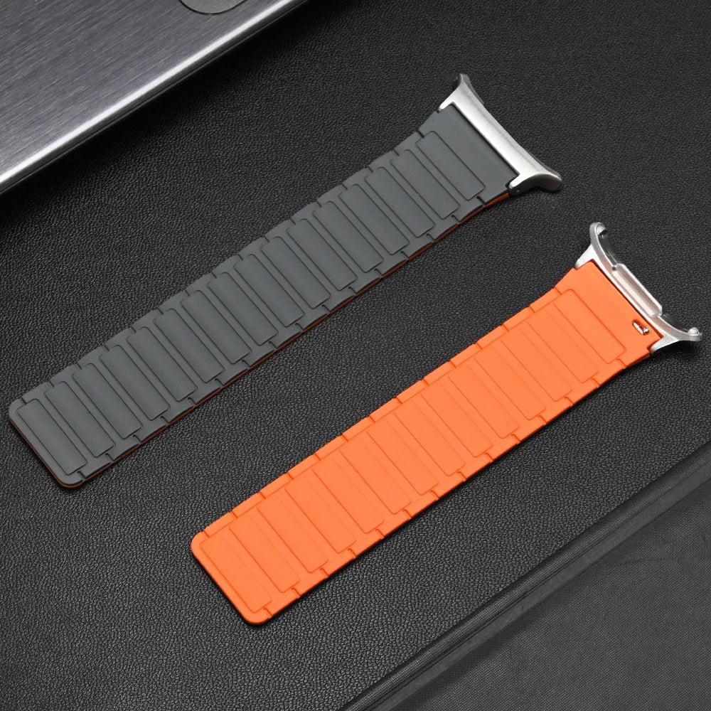 Silicone Sport Band for Samsung Galaxy Watch 7 Ultra 47mm Magnetic Loop Strap for Watch 7 Ultra 47mm No Gaps Curved End Bracelet