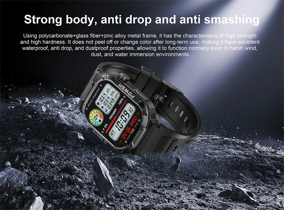 2024 New 2.01" Outdoor Military Smart Watch Men Bluetooth Call Smartwatch For Android IOS IP68 Waterproof Sports Fitness Watches