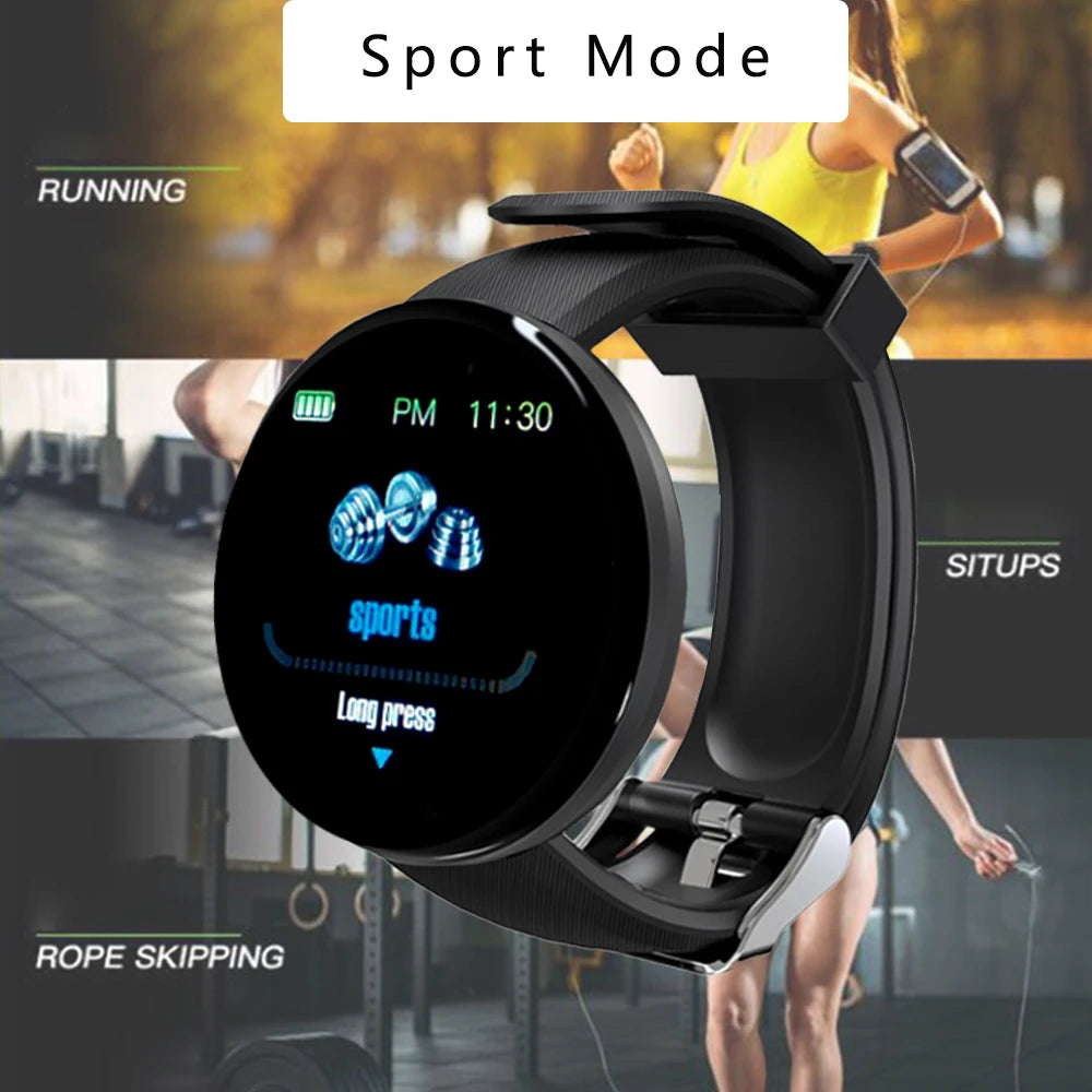 D18 Round Bluetooth Smart Watch Men Women Blood Pressure Heart Rate Monitor Waterproof Sport Fitness Tracker Smartwatch 2024