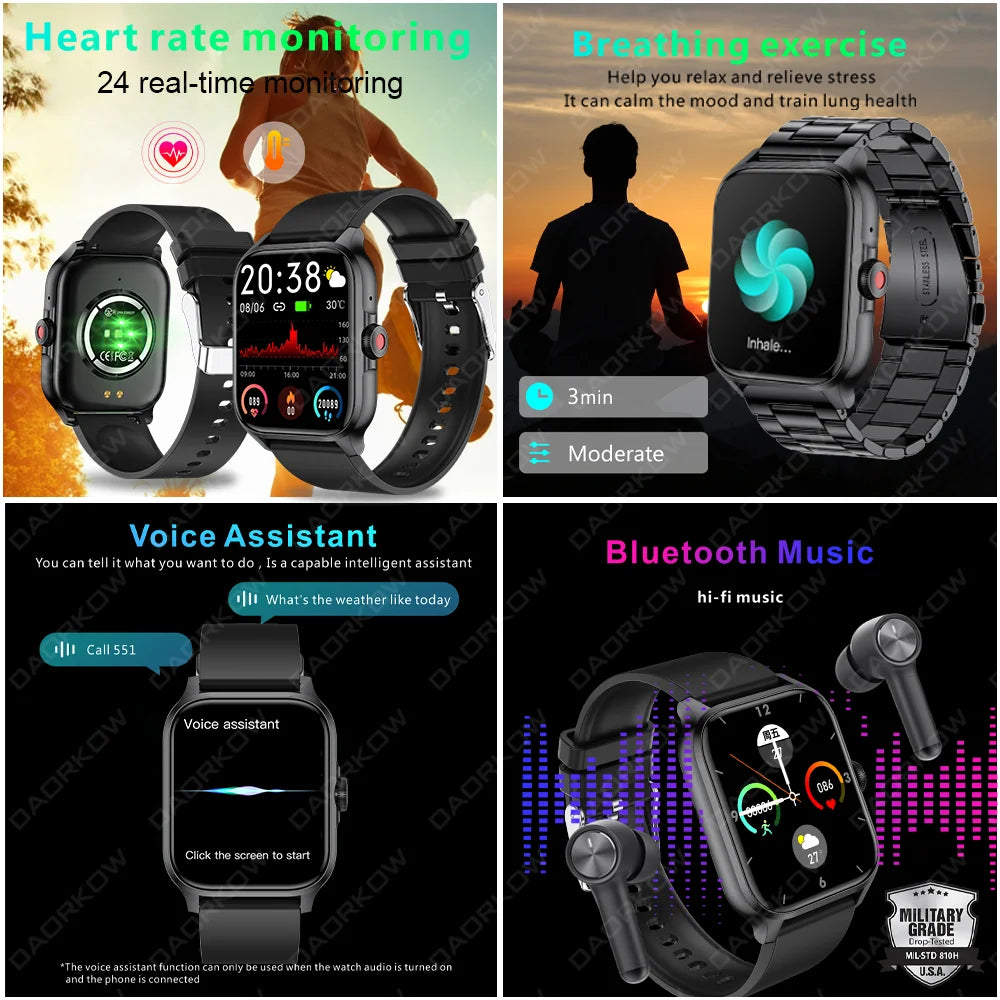 2024 New Bluetooth Call Smart Watch Men Women Sleep Heart Rate Blood Pressure Sport Smart Clock Fashion Ladies Smartwatch Woman