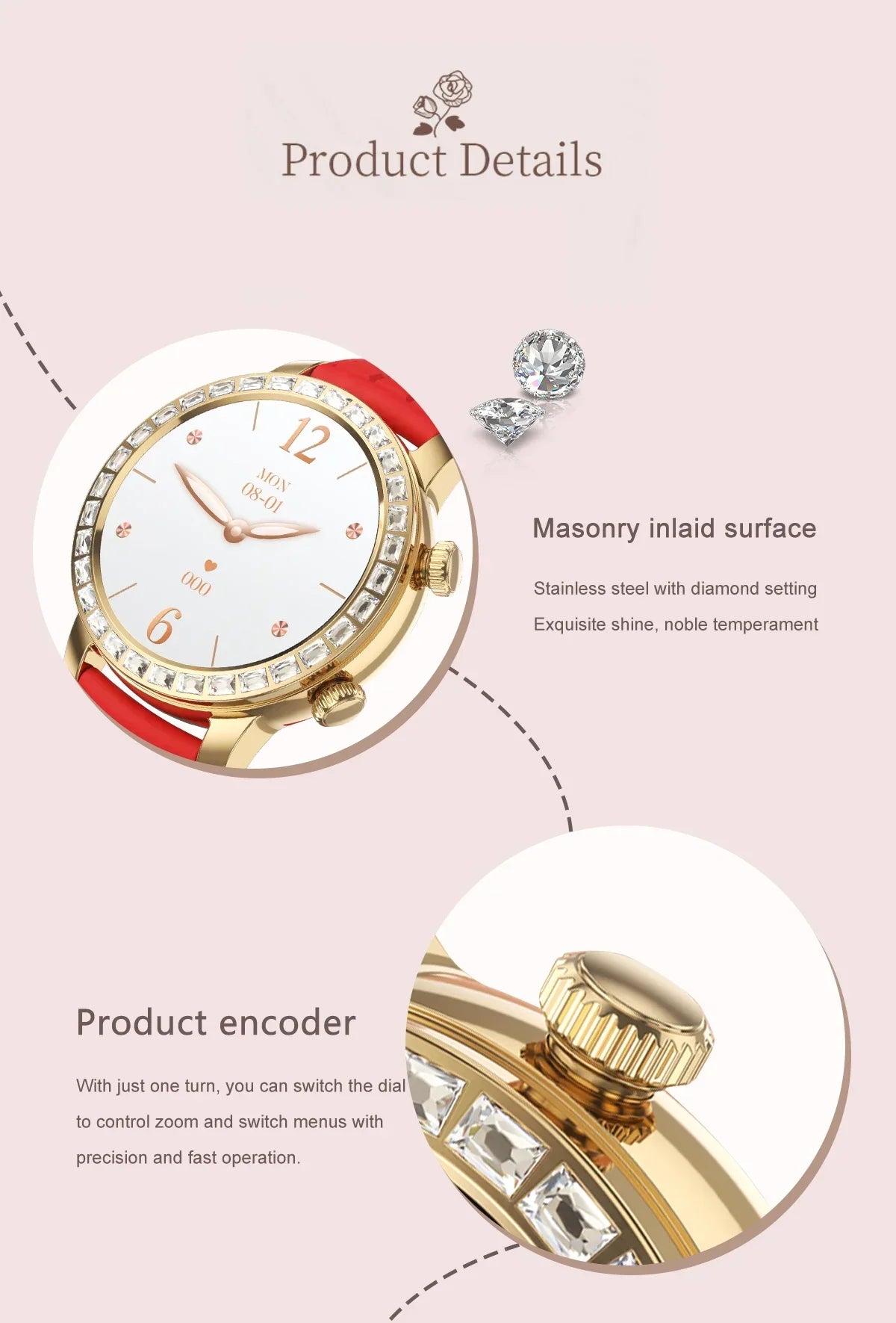 Smartwatch Z95 Mini Round Fashion Amoled Smart Watch Luxury Women'S Ladies Wrist Touch Screen Watch Set For Women Girl 2024