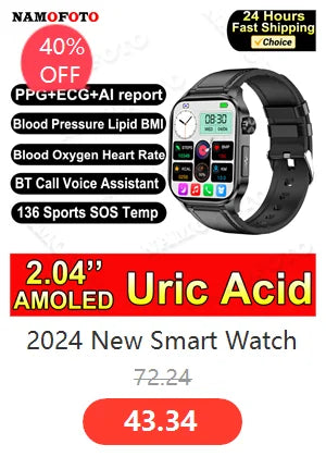 2024 New Smart Watch Strong Flashlight 3ATM Waterproof Clock Men Outdoor Sports Wristwatch BP HR Bluetooth Call SOS Smartwatch