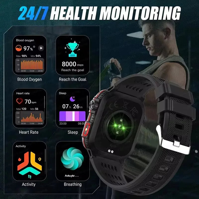 2024 New For Xiaomi Outdoor Smart Watch Men 2.01-Inch AMOLED Screen GPS trackr Compass 600mAh Battery Bluetooth Call Smartwatchs