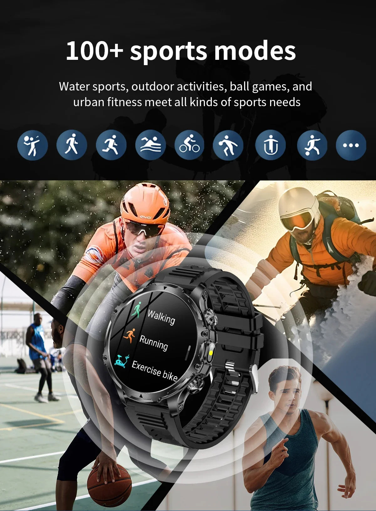 2024 New V69 Pro Smart Watch 1.9 inch HD Screen Flashlight Mens Outdoor Smartwatch AI Voice BT Call Blood Oxygen 700mAh Battery