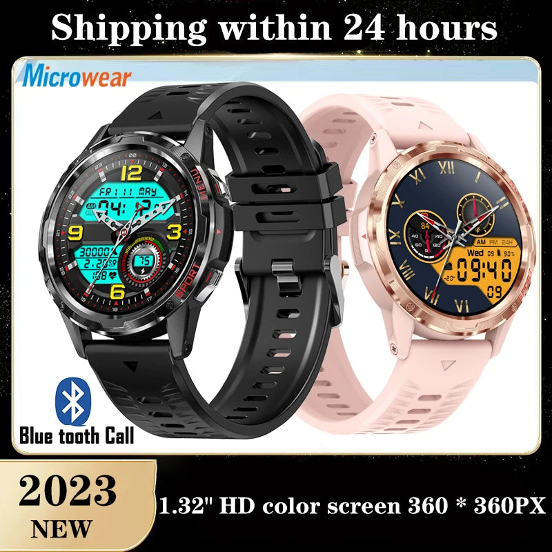 2024 1.32 Inch Blue Tooth Call Smart Watch Music Playing Waterproof Watches Health Monitoring Sport Track Men Women Smartwatch