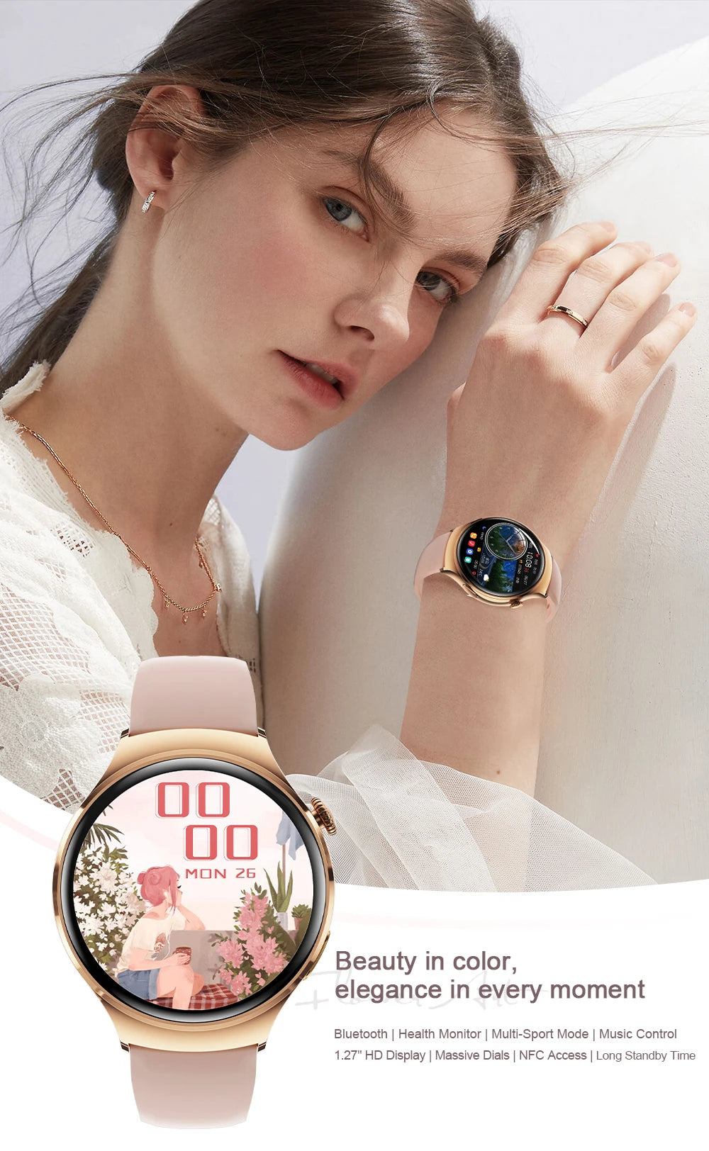 For Xiaomi 2024 New Lady Fashion Smart Watch women AMOLED HD Screen GPS Heart Rate Bluetooth Call Waterproof Outdoor SmartWatch