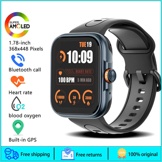 2024 GPS SmartWatch 1.78-inch AMOLED Display Bluetooth call 24h Health Monitor Long Battery Life Smart watch for Men Women