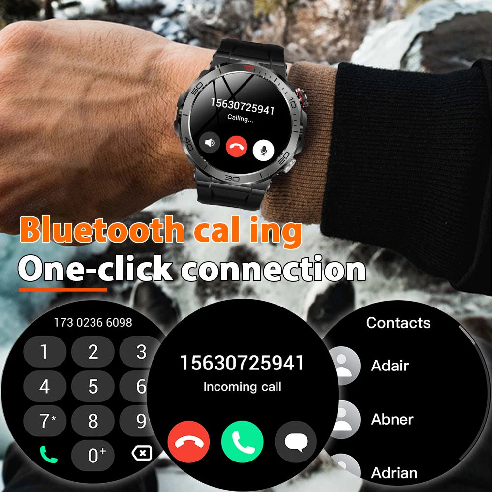 2024 New Outdoor Military GPS Smart Watch Men AMOLED HD Screen Heart Rate Blood Pressure Bluetooth Call Waterproof Smartwatches