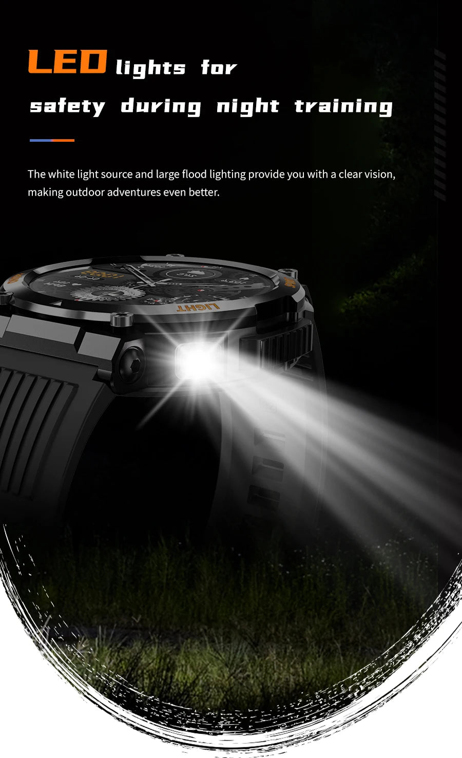 LIGE New Men Outdoor Sport Smartwatch Bluetooth Call Fitness Watches With LED Flashlight Black Wristwatch Smart Bracelet 2024