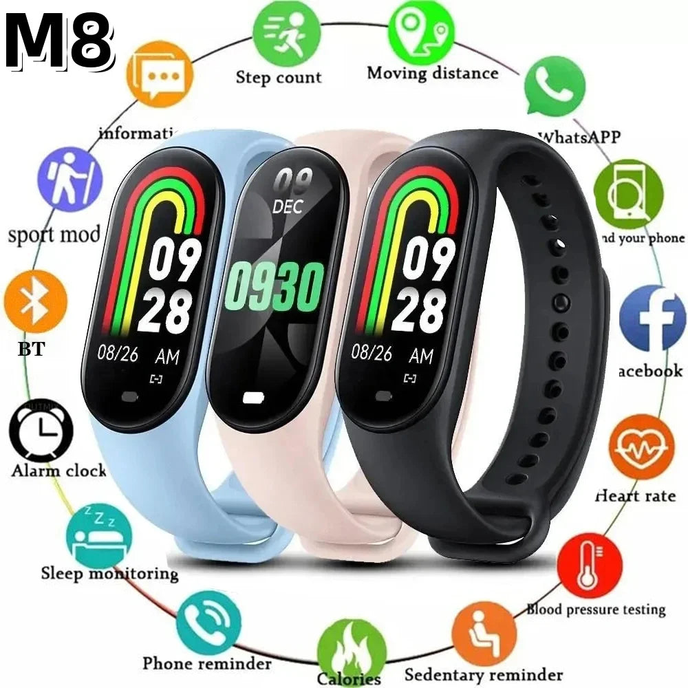 M8 Fitness Band Smart WristWatch Women's Men's Watch Blood Pressure Monitor Sports Smartwatch for Apple Android Brand new