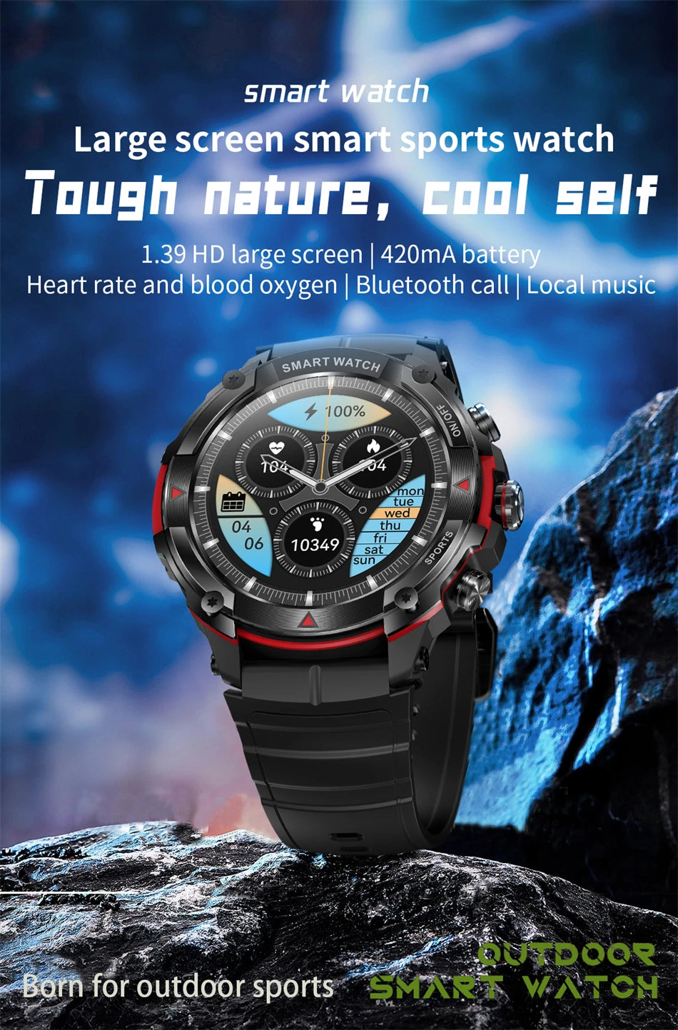 2024 New Men Smartwatch outdoor sports smart watch Bluetooth call IP68 waterproof health monitoring watch adult 420 mAh battery