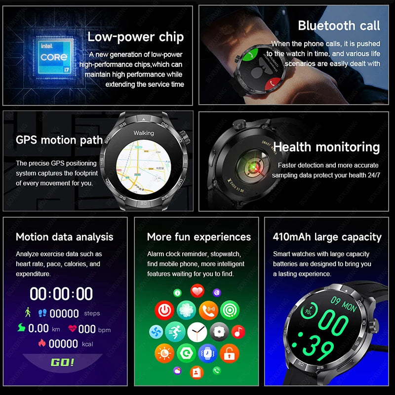 For HUAWEI Watch 4 PLUS GPS Sports Smart Watch Men 1.85"HD Screen NFC Compass Heart rate Waterproof BT Call SmartWatch 2024 New