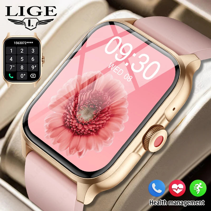 LIGE Fashion Smart Watch For Women Bluetooth Call Sports Fitness Women's Health Monitor Waterproof Gift Ladies Smartwatches 2024