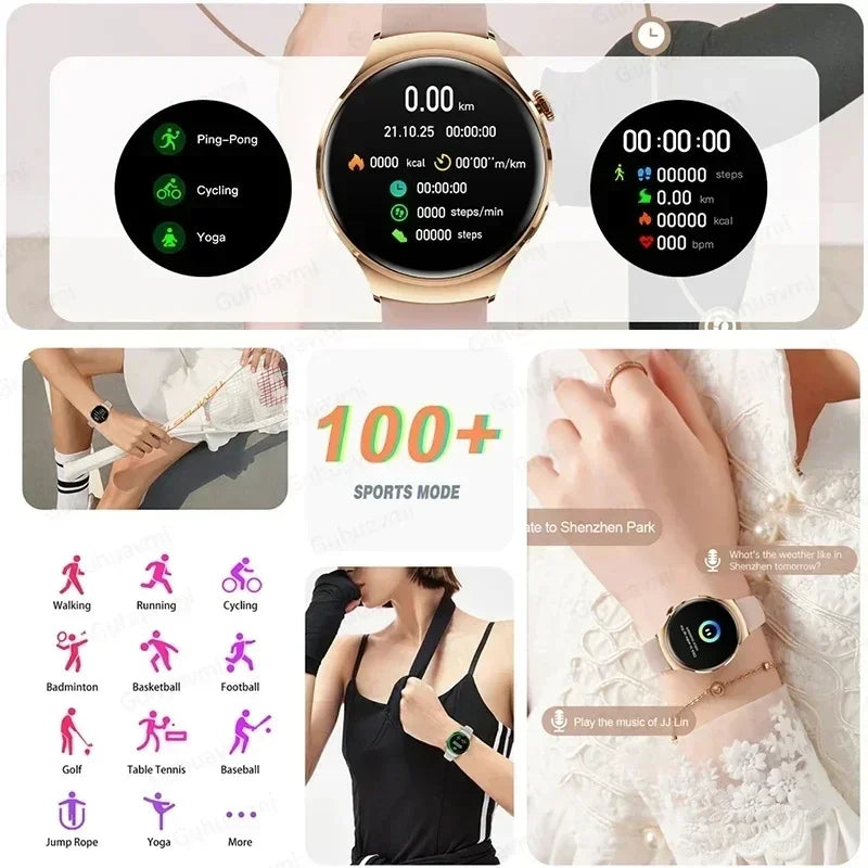 2024 New GT4 Mini GPS Tracker Smart Watch Women AMOLED 360*360 HD Screen Heart Rate BT Call NFC SmartWatch Men For IOS Android