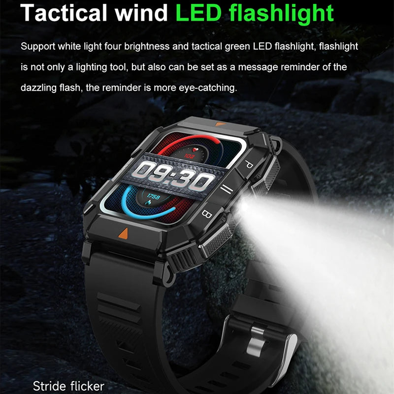 2024 New 100+ Sports Rugged Military Smart Watch Men 1.83'' AI Voice Bluetooth Call Smartwatch IP68 Waterproof Ftiness Watches