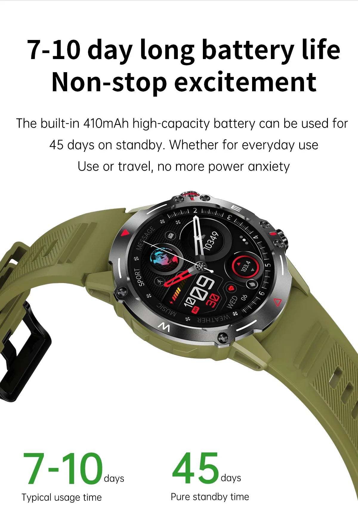 2024 New Original Rugged Military 410mAh Large Battery Men Smart Watch AMOLED Screen 100+ Sports Mode  Bluetooth Call Smartwatch