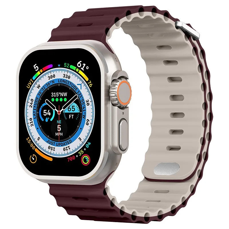 Ocean Strap for Apple Watch Ultra 2 Band 49mm Series 45mm 41mm 44mm 40mm 42mm 38mm Silicone Watchbands iWatch 9 8 7 6 5 4 3 SE2