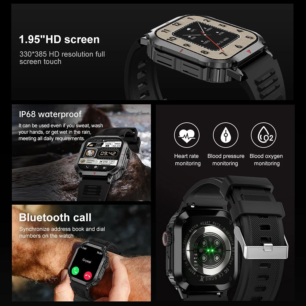 2024 New Compass Smart Watch Men 360*385 IPS Screen Body temperature Heart rate BT Call IP68 Waterproof Smartwatch For Android