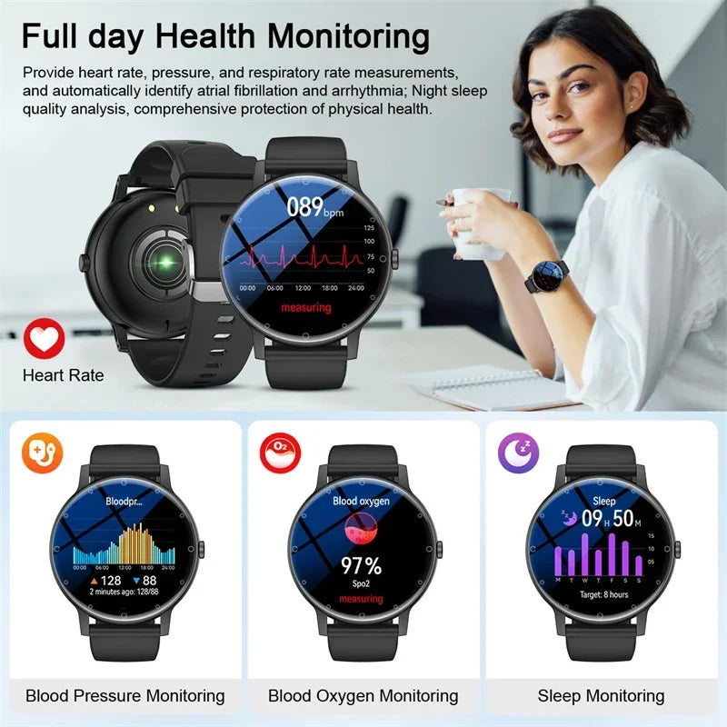 2024 HD Bluetooth Calling Waterproof Smart Watch Women Blood Oxygen Sports Fitness Men Smartwatch Suitable For Huawei Xiaomi