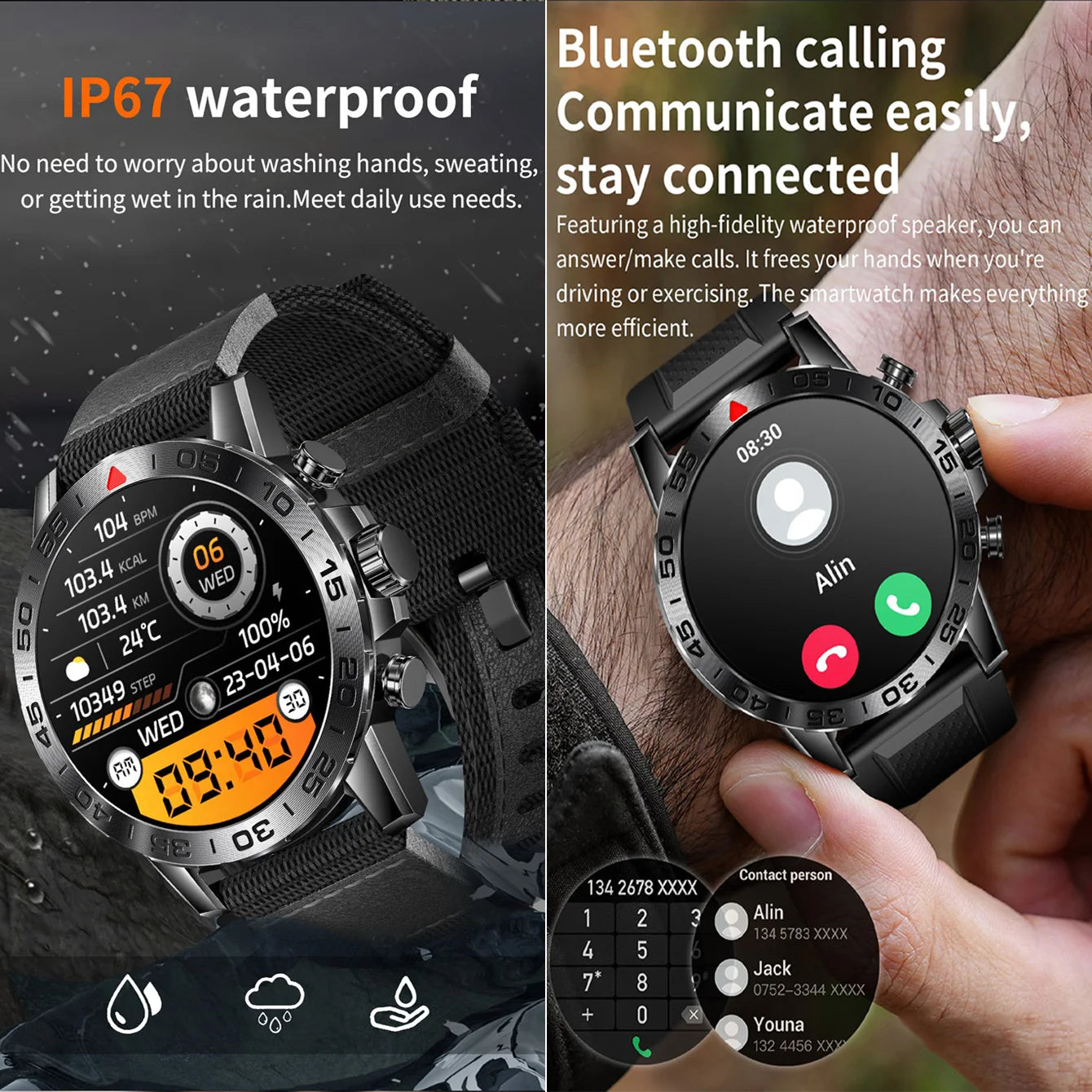 2024 Outdoor Smartwatch For Men Heart Rate Sports Sleep Monitor Big Rugged Smart Watch Compatible With Android Ios