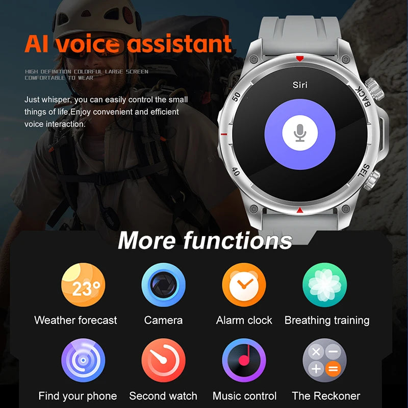 2024 New Smart Watch Men 1.53”HD Screen Bluetooth Call With Flashlight Sport Waterproof Heartrate Fitness Tracker SmartWatch+Box