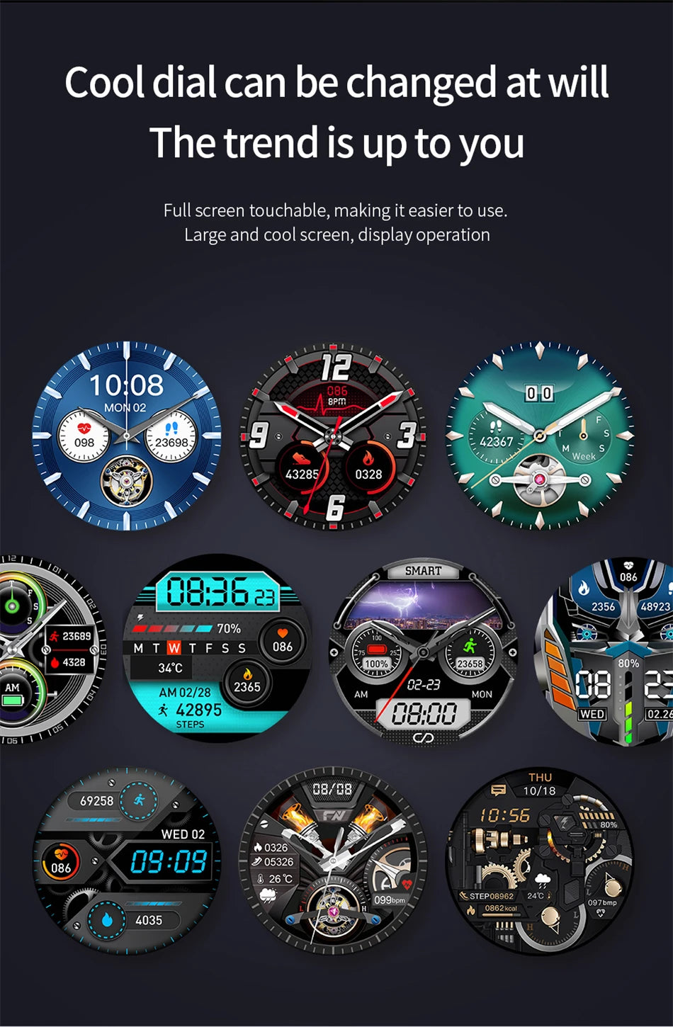 2024 Bluetooth call smartwatch Men AMOLED screen Steel Band Watch Full Touch Fitness  Clock Multi dial function Men smartwatch