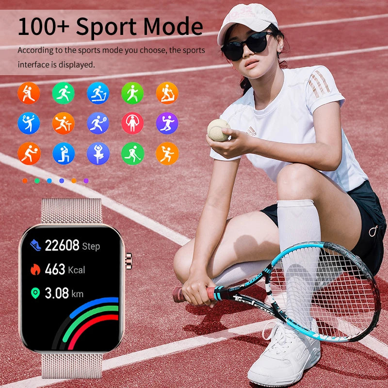 LIGE 2024 Newest 1.96'' HD Screen Smart Watches Women Smart Bracelet Ladies Bluetooth Call Fitness Watch Female Sport Wristwatch