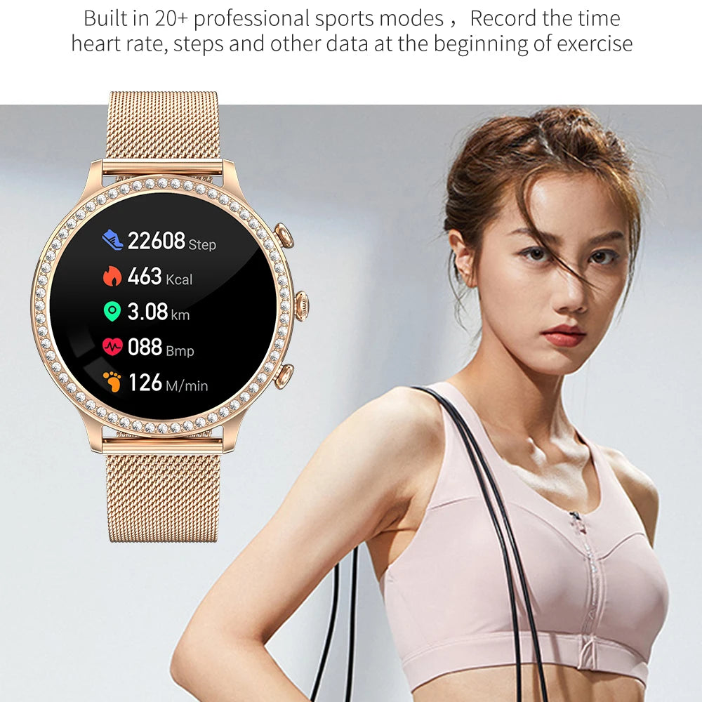 Fashion Luxury Smart Watch Women Bluetooth Call Blood Pressure DIY Custom Sport Fitness Waterproof  Smart watches For Women Gift