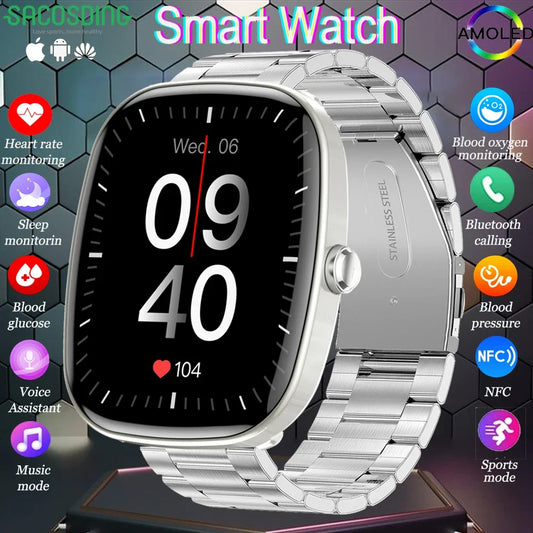 2024 Bluetooth Call Smart Watch NFC Function Weather display  Waterproof Sport Watch For Women Men Blood pressure Smartwatch