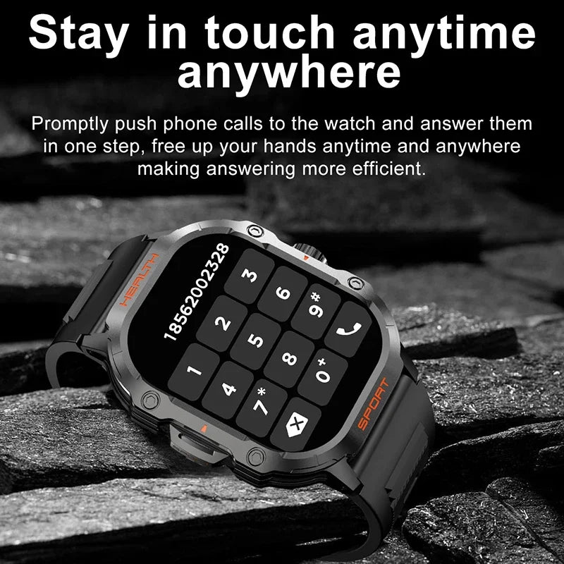 2024 New Men SmartWatch 100+ Sports Modes Bluetooth Call Smart Watch 2.01-inch AMOLED Display Waterproof Outdoor Military Watch