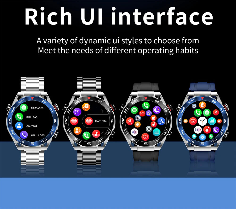 1.6" Blue Tooth Call Men Smart Watch Sports Fitness NFC Wireless Charge Health Watches Compass Waterproof Music 2024 Smartwatch