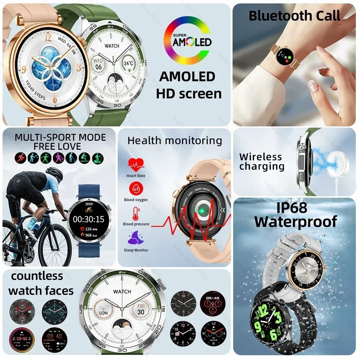 Smartwatch 2024 New For Huawei GT 4 Pro HD AMOLED NFC Compass ChatGPT Dial Bluetooth Call Wireless Charge Smart Watch Men Women