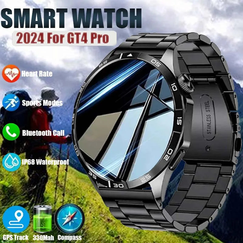 2024 New For Huawei Xiaomi Men GT4 Pro Smartwatch Bluetooth Call GPS Track Compass AMOLED 466*466 HD screen Men Smartwatch