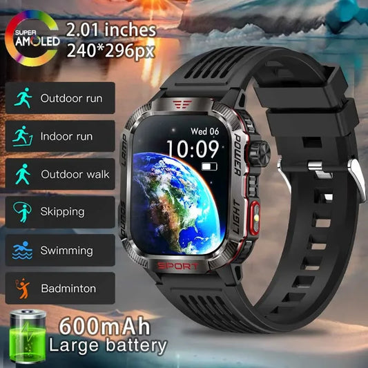 2024 New for Huawei Xiaomi Military GPS Smart Watch Men Flashlight Compas Waterproof Outdoor Sport Tracker HD BT Call smartwatch