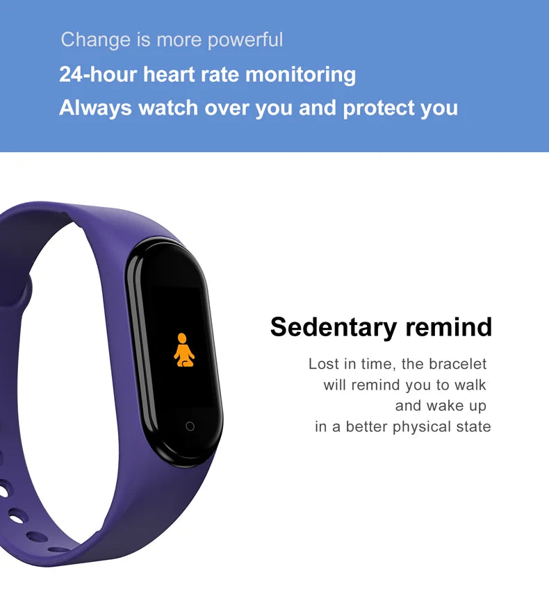 Smart Bracelet Wristband Waterproof Multi-Interface Heart Rate Blood Pressure Pedometer Sports Electric Clock Step for M4