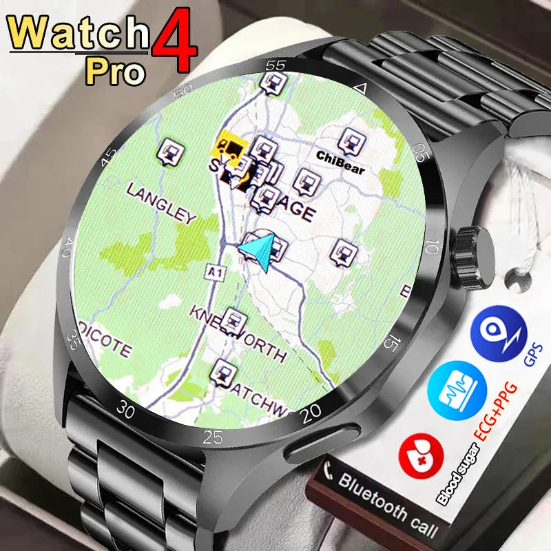 For Android IOS Smartwatch Men's Watch 4 Pro AMOLED HD Screen Bluetooth Call ECG Health Monitoring Smartwatch 2024 New Men Watch