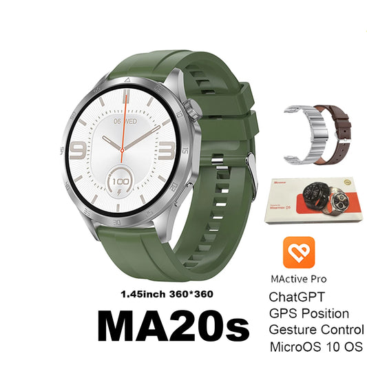 2024 Microwear 1.45inch Round Screen Smart Watch MA20s Bluetooth Call Ghatgpt GPS Sport Tracking Women Men Smart Watch