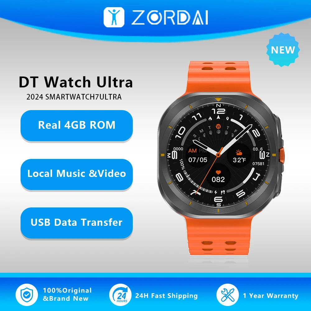 2024 New Smartwatch DT Watch Ultra USB Data Transfer Health Sports Men Smartwatch For Women Bluetooth Call Wireless Charging