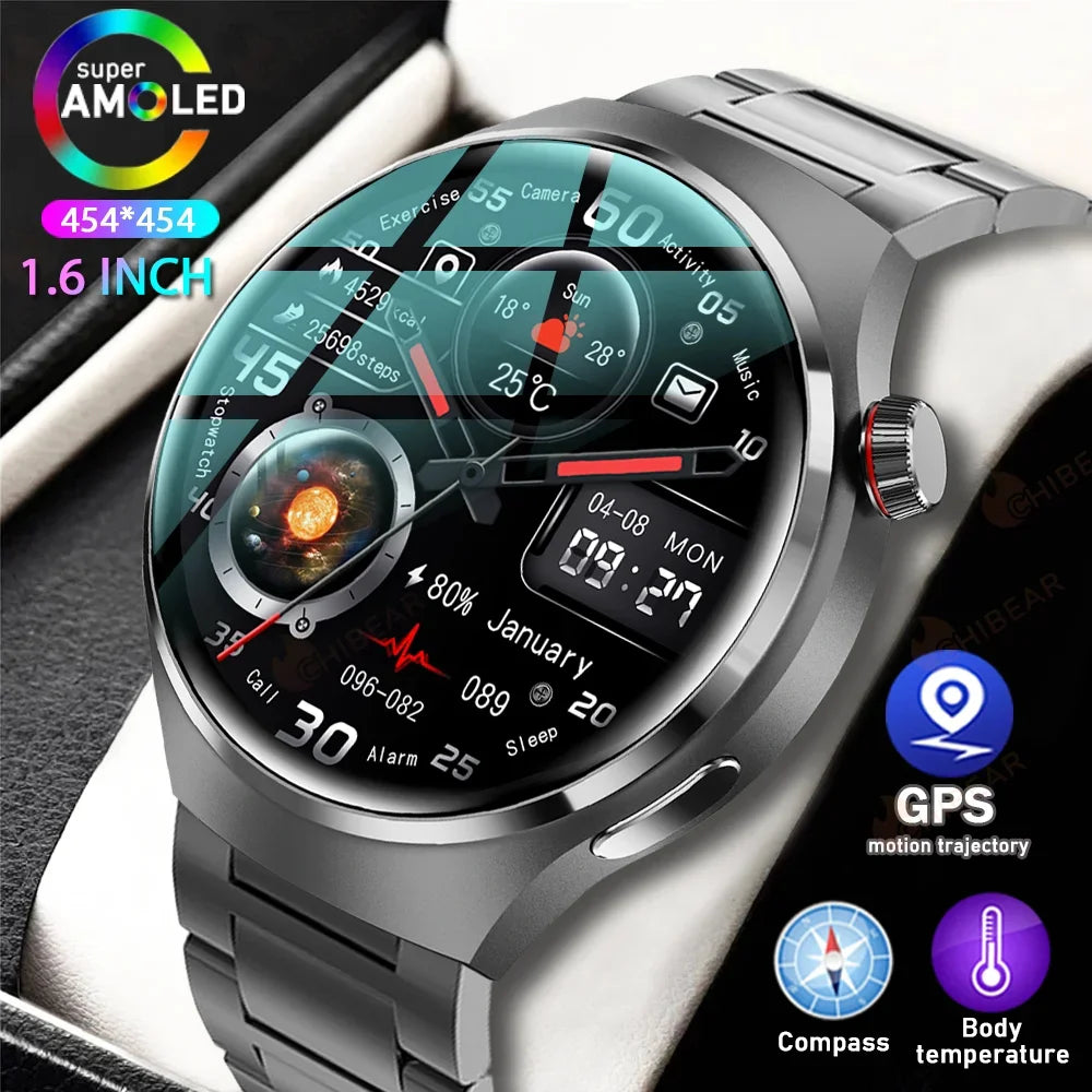 For HUAWEI GT4 Pro GPS NFC Smart Watch Men 360*360 AMOLED Screen Heart rate Bluetooth Call IP68 Waterproof Man Smartwatch 2024