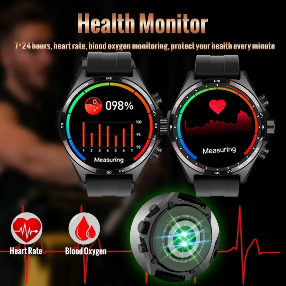 2024 New Smart Watch Men Original AMOLED HD Screen Outdoor Sports Fitness Tracker Compass Business NFC Bluetooth Call Smartwatch