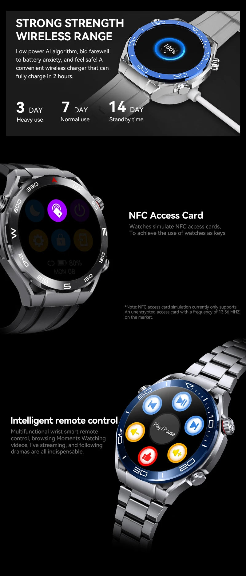 2024 New Luxury Men Smart Watch HW5 MAX with 3 Watchbands 1.52 INCH high-definition large screen BT-Call NFC Smartwatch