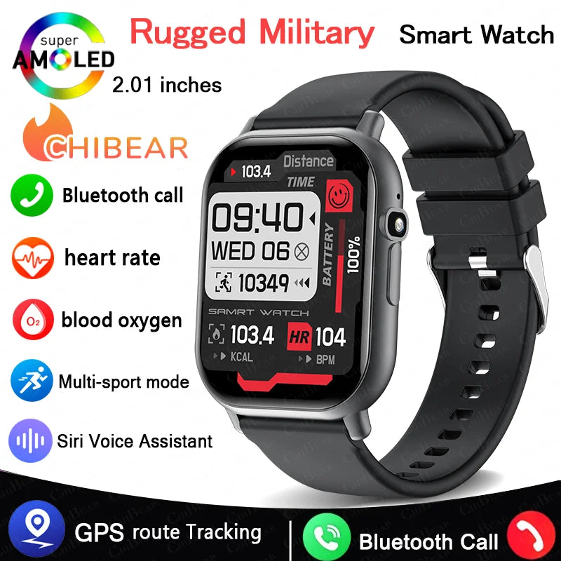 For HUAWEI Xiaomi 2.01 INCH GPS Smartwatch Men Women Outdoor Waterproof Watch HD Screen 120+ Sport Mode Smart Watch Man 2024 NEW