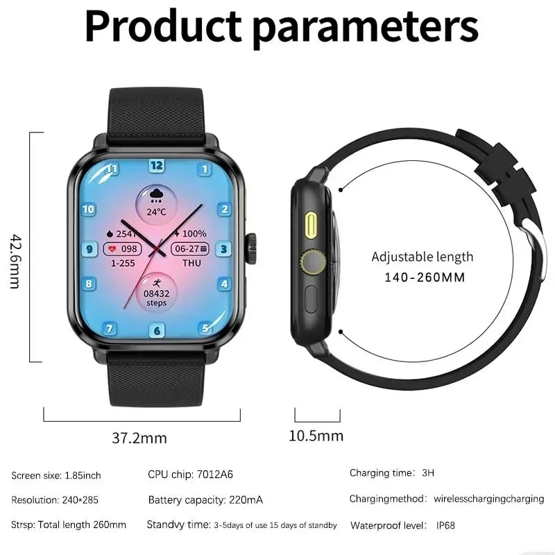 2024 New For Huawei Xiaomi AMOLED Smart Watch Men Blood Sugar Bluetooth Call GPS Sport Tracker IP68 Waterproof Women Smartwatch