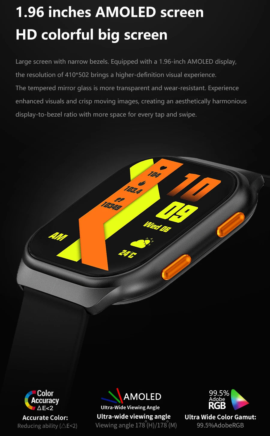 Multifunction Smart Watch AMOLED for Men Women Kids Message Remind Music Control Sport Step Calories Smartwatch Alarm Clock 2024