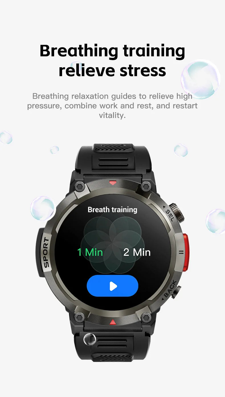 2024 New Smartwatch with Illuminated Flashlight Bluetooth Phone APP Download Waterproof Sports Watch for Men for Xiaomi Huawei