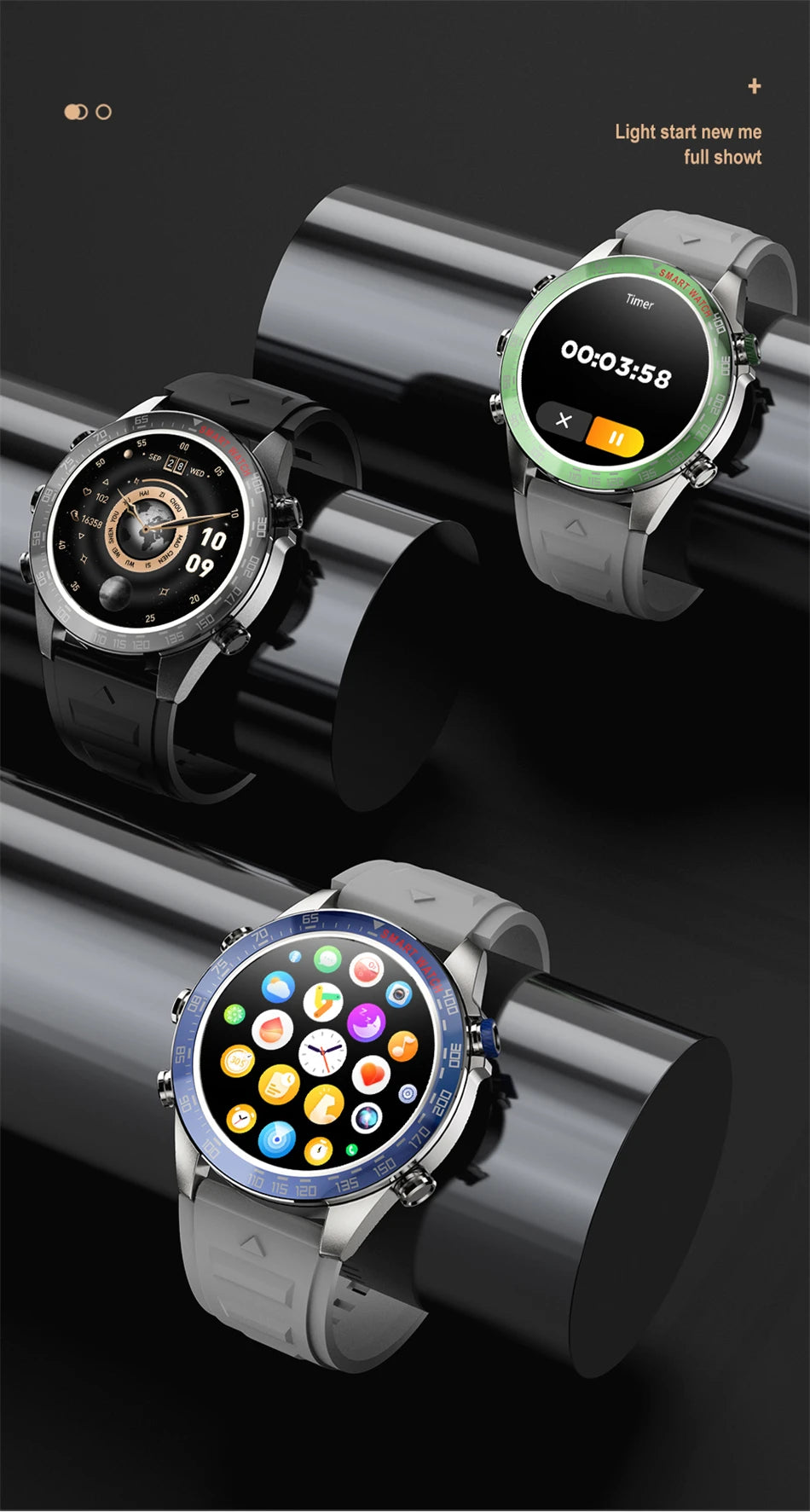 400mAh Large Battery Men Smartwatch 466*466 AMOLED HD Screen Health Monitoring Waterproof Bluetooth Call SmartWatch Men 2024 New