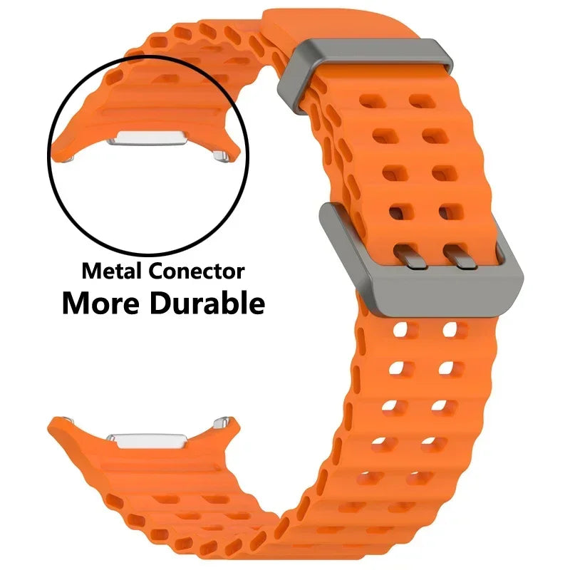 Ocean Silicone Strap For Samsung Galaxy Watch Ultra 47mm Official Watchband Replacement Bracelet For Galaxy Watch 7 Ultra Correa