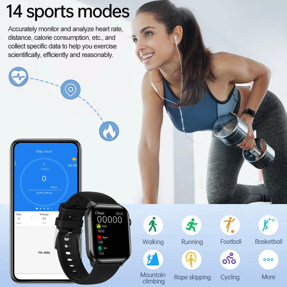 2024 New 1.85" Men Women Blue Tooth Call Smart Watch Heart Rate Blood Oxygen Sports Fitness Waterproof Bracelet Music Smartwatch