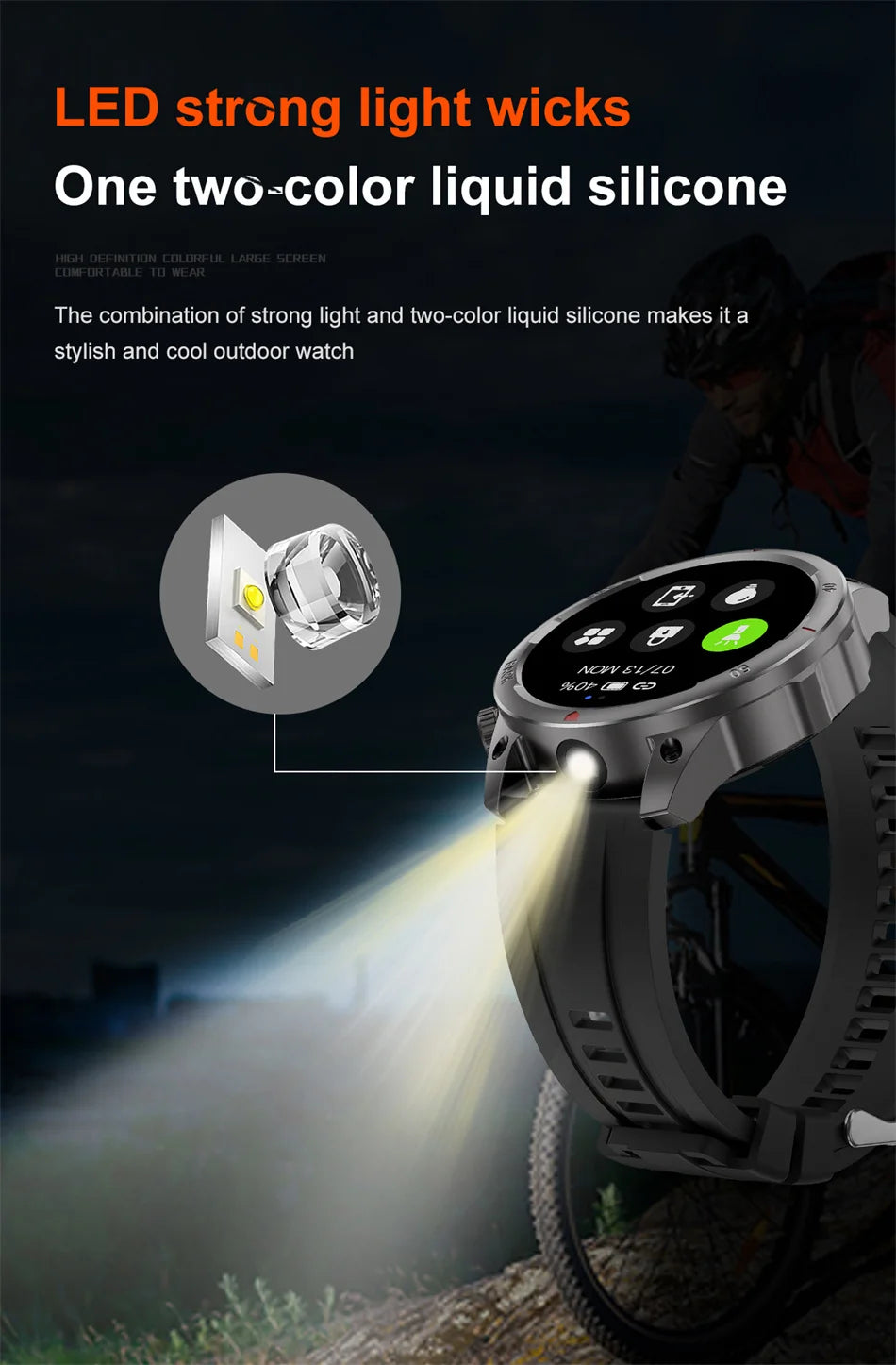 2024 New Outdoor Men GPS Sport Smart Watch Flashlight 1.53 inch Screen Bluetooth Call Fitness Tracker SmartWatch For Android IOS