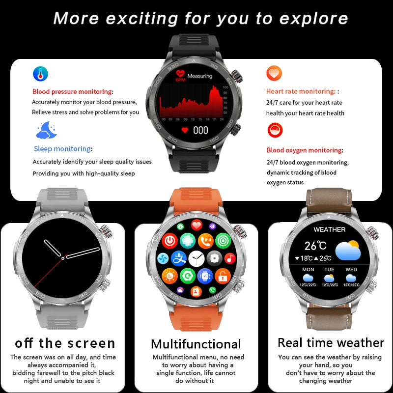 2024 New For Huawei Xiaomi Smart Watch Men AMOLED HD Screen NFC GPS Motion Trail Health Check Bluetooth Call Compass Smartwatch